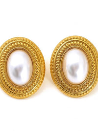 Vintage Oval Pearl Stud Earrings - view 1