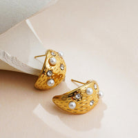 Pearl & Crystal Star C-Hoop Earrings - view 3