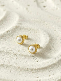 Classic Pearl Halo Stud Earrings - view 2