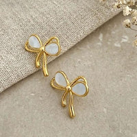 Mother of Pearl Bow Stud Earrings - view 3