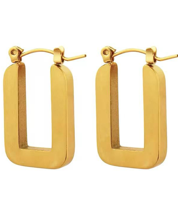 Chunky Rectangle Hoop Earrings