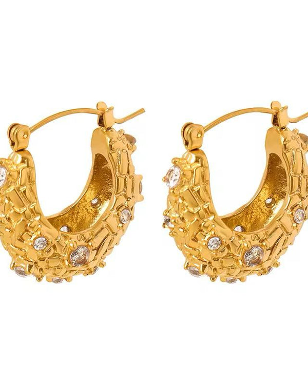 Woven Crystal Hoop Earrings
