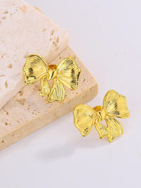 Chunky Gold Bow Stud Earrings - view 5