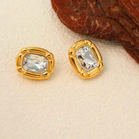 Cushion Crystal Stud Earrings - view 2