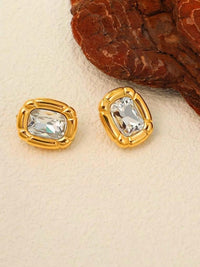 Cushion Crystal Stud Earrings - view 2
