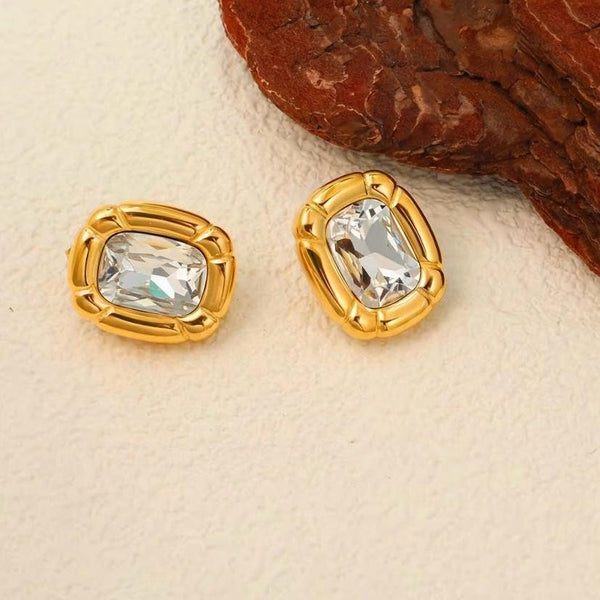 Cushion Crystal Stud Earrings